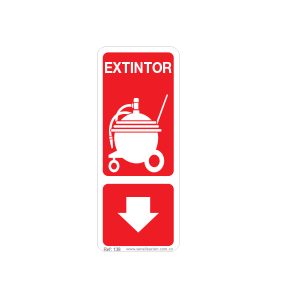 Extintor flecha abajo pvc
