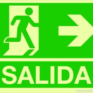 Señal fotoluminiscente de salida a la derecha