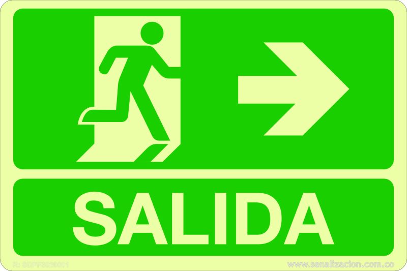 Señal fotoluminiscente de salida a la derecha