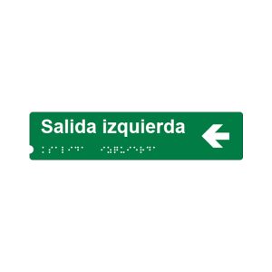 Señal de salida a la izquierda en braille