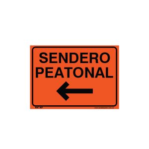 Señal vial de sendero peatonal a la izquierda