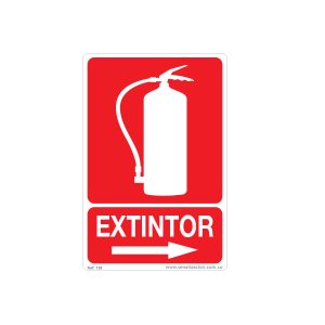 EXTINTOR  CON FLECHA DERECHA PVC