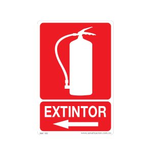 EXTINTOR  CON FLECHA IZQUIERDA PVC