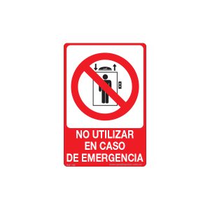 NO USE EL ASCENSOR EN CASO DE EMERGENCIA  PVC