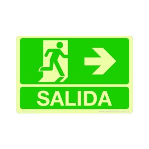 Señal fotoluminiscente de salida a la derecha