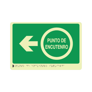 PUNTO DE ENCUENTRO FOTOLUMINISCENTE FLECHA IZQUIERDA - señalización Bogotá