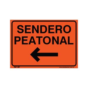Señal vial de sendero peatonal a la izquierda