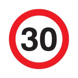 Señal vial de límite de velocidad 30 km/h
