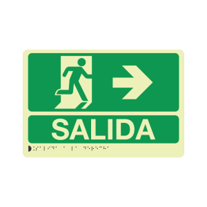 SALIDA DERECHA FOTOLUMINISCENTE + BRAILLE - señalización Bogotá