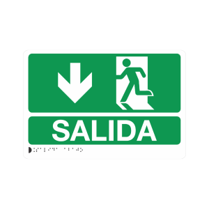 SALIDA ABAJO POLIESTIRENO + BRAILLE - señalización Bogotá