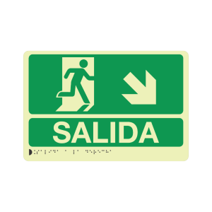 SALIDA DERECHA ABAJO FOTOLUMINISCENTE + BRAILLE - señalización Bogotá