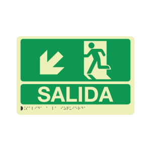 SALIDA IZQUIERDA ABAJO FOTOLUMINISCENTE + BRAILLE - señalización Bogotá
