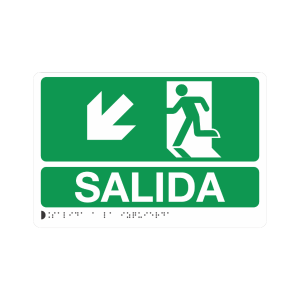 SALIDA IZQUIERDA ABAJO POLIESTIRENO + BRAILLE - señalización Bogotá