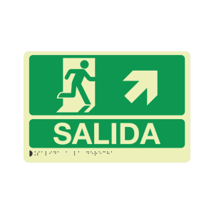 SALIDA DERECHA SUBIENDO FOTOLUMINISCENTE + BRAILLE - señalización Bogotá