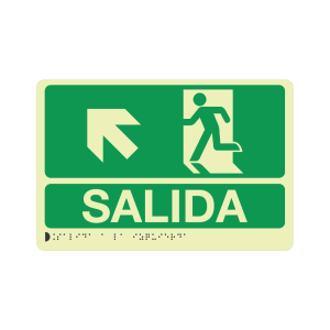 SALIDA IZQUIERDA SUBIENDO FOTOLUMINISCENTE + BRAILLE - señalización Bogotá