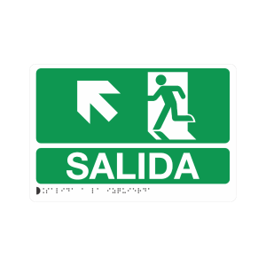 SALIDA IZQUIERDA SUBIENDO POLIESTIRENO + BRAILLE - señalización Bogotá