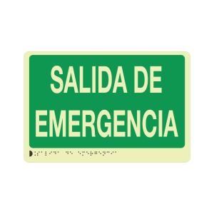 SALIDA DE EMERGENCIA FOTOLUMINISCENTE + BRAILLE - señalización Bogotá