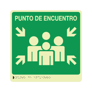 PUNTO DE ENCUENTRO FOTOLUMINISCENTE POLIESTIRENO + BRAILLE - señalización Bogotá