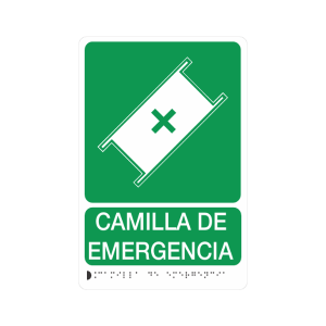 CAMILLA DE EMERGENCIA POLIESTIRENO + BRAILLE - señalización Bogotá