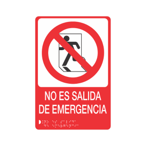 NO ES SALIDA DE EMERGENCIA EMERGENCIA POLIESTIRENO + BRAILLE - señalización Bogotá
