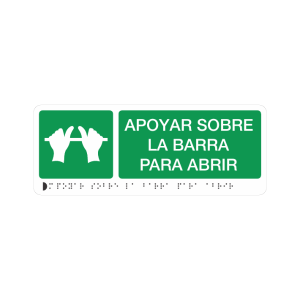APOYAR SOBRE LA BARRA PARA ABRIR POLIESTIRENO + BRAILLE - señalización Bogotá