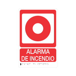 ALARMA CONTRA INCENDIO POLIESTIRENO + BRAILLE - señalización Bogotá