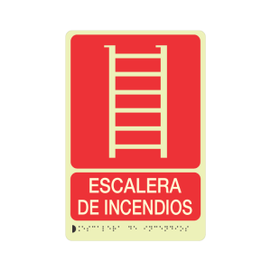 ESCALERA CONTRA INCENDIO FOTOLUMINISCENTE + BRAILLE - señalización Bogotá