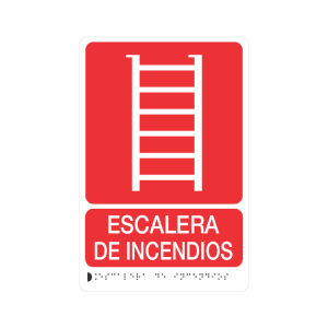 ESCALERA CONTRA INCENDIO POLIESTIRENO + BRAILLE - señalización Bogotá