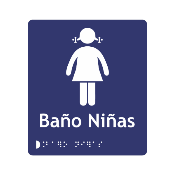 BAÑO NIÑAS + BRAILLE - señalización Bogotá