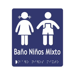 BAÑO NIÑOS MIXTO + BRAILLE - señalización Bogotá
